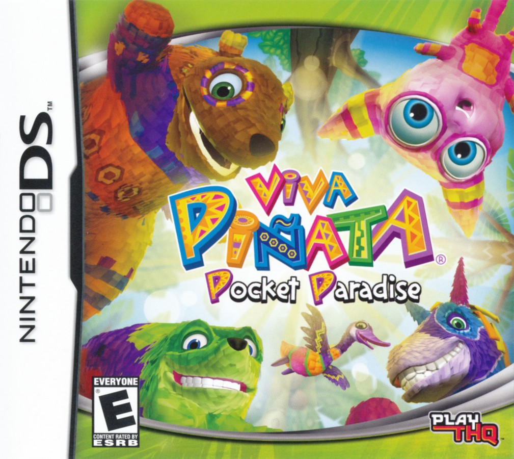 Viva Piñata Pocket Paradise for Nintendo DS, cover image for a life simulation video game with garden management, creature collecting, resource management, and colorful casual gameplay