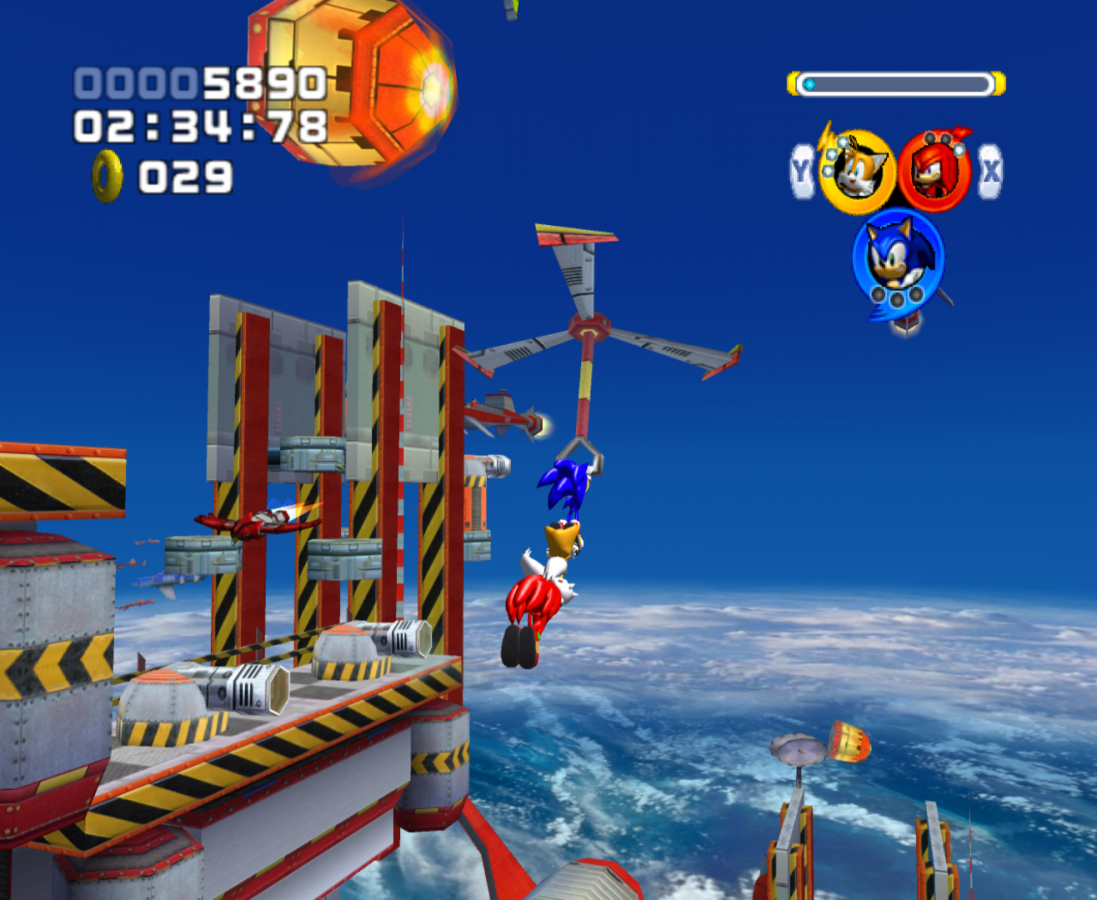 Sonic Heroes GameCube game featuring fast-paced team-based platforming, colorful 3D levels, and classic Sonic the Hedgehog action adventure gameplay