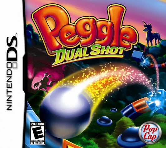 Peggle Dual Shot Nintendo DS puzzle game compilation with whimsical characters and precision shooting gameplay for handheld consoles front cover