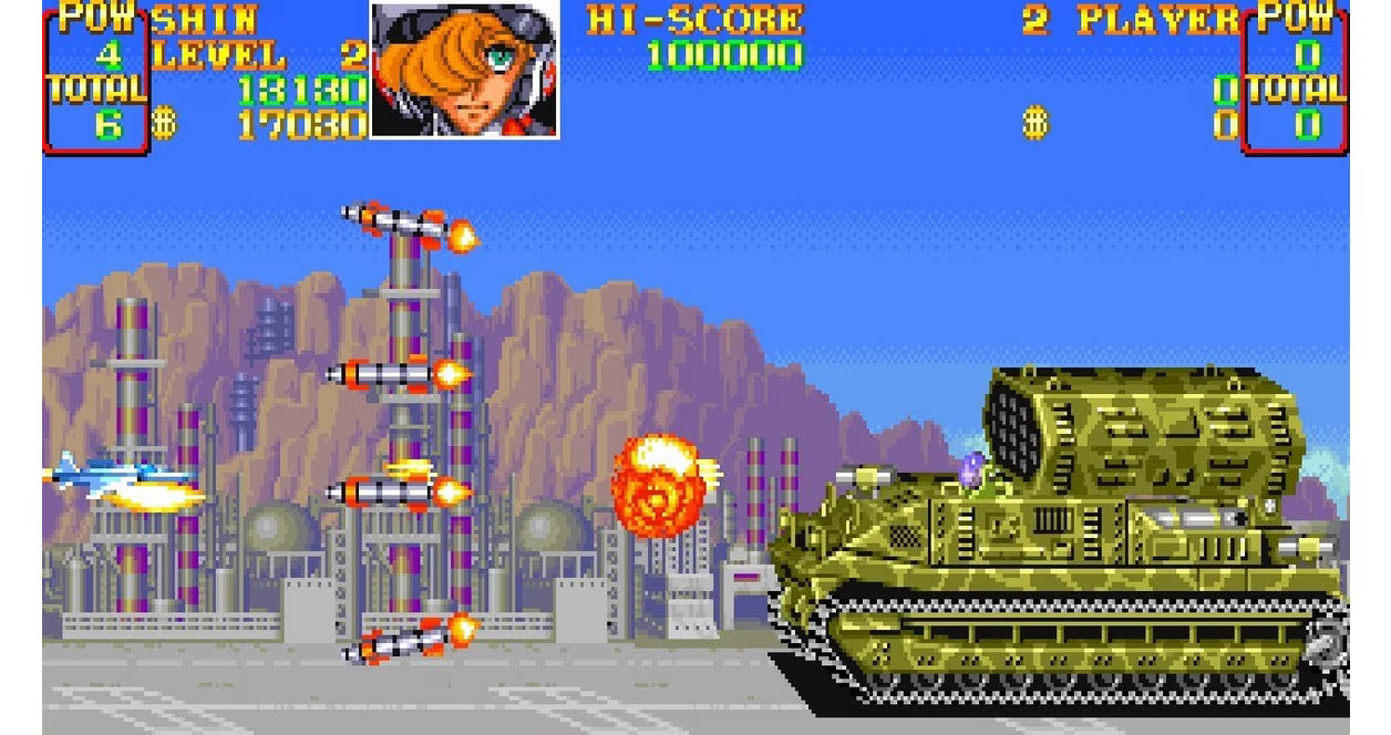 UN Squadron Super Nintendo Entertainment System SNES side-scrolling shoot em up arcade port video game based on Area 88 manga three selectable fighter jets weapons shop money system multiple stages branching paths Capcom classic gameplay screenshot