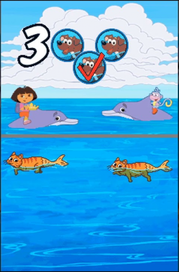 Dora the Explorer Dora Saves the Mermaids Nintendo DS video game, educational adventure gameplay, ocean-themed puzzles, family-friendly handheld console title gameplay screenshot