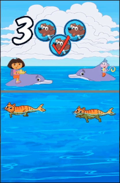 Dora the Explorer Dora Saves the Mermaids Nintendo DS video game, educational adventure gameplay, ocean-themed puzzles, family-friendly handheld console title gameplay screenshot