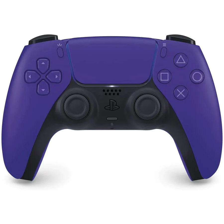 PlayStation 5 DualSense wireless controller Galactic Purple color ergonomic gaming accessory haptic feedback adaptive triggers motion sensor console controller for PS5 gamers front 