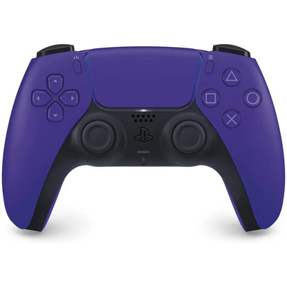 PlayStation 5 DualSense wireless controller Galactic Purple color ergonomic gaming accessory haptic feedback adaptive triggers motion sensor console controller for PS5 gamers front 
