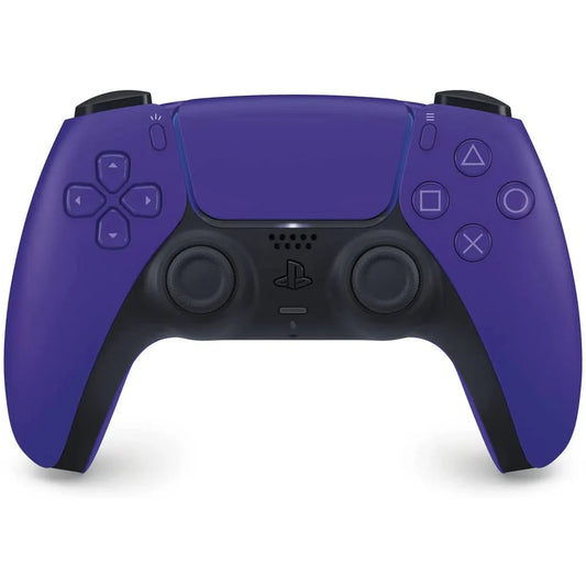 PlayStation 5 DualSense wireless controller Galactic Purple color ergonomic gaming accessory haptic feedback adaptive triggers motion sensor console controller for PS5 gamers front 