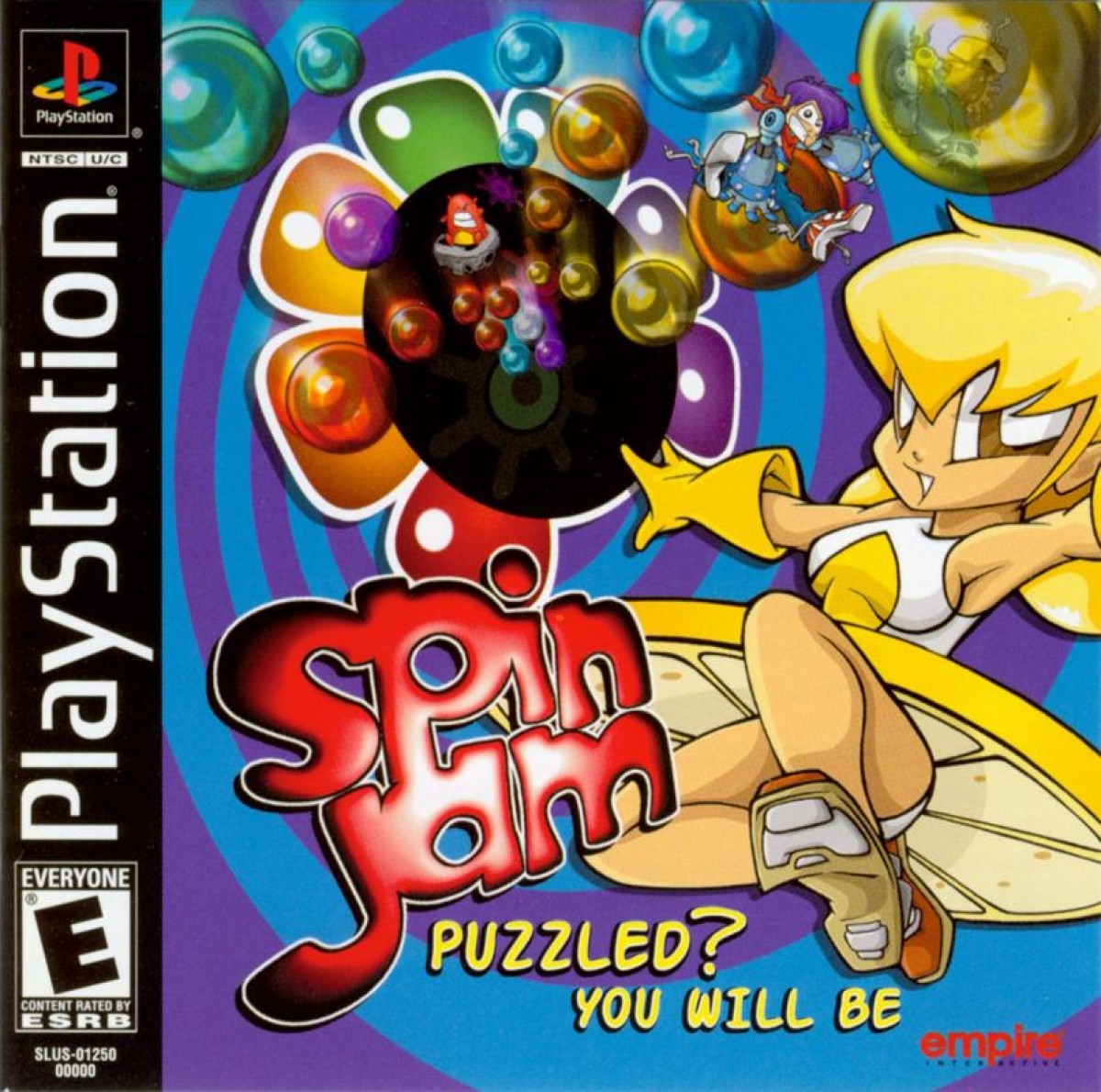 Spin Jam PlayStation 1 game featuring futuristic paddle ball sports gameplay, fast-paced arcade action, and competitive multiplayer matches front cover