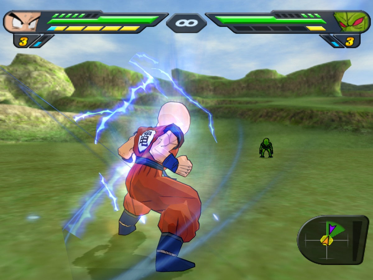 Dragon Ball Z Budokai Tenkaichi 2 PlayStation 2 PS2 3D fighting action video game massive character roster destructible environments beam struggles transformations flying combat Dragon Dash mechanic story mode covering Saiyan to Buu sagas gameplay screenshot