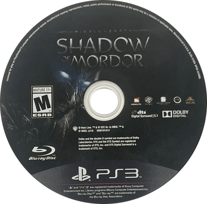 Middle-Earth: Shadow of Mordor disc for PlayStation 3 (PS3) video game