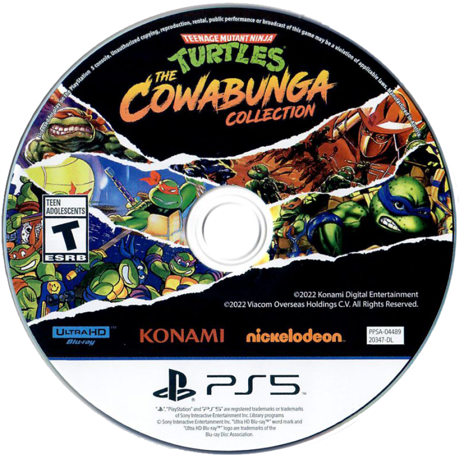 Teenage Mutant Ninja Turtles: The Cowabunga Collection disc for PlayStation 5 (PS5) classic arcade action video game