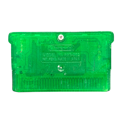 Pokemon Emerald CIB Game Boy Advance GBA RPG adventure game featuring Hoenn region exploration turn based battles Pokemon catching training legendary Rayquaza Battle Frontier complete in box collectible retro video game collection gaming appeal back of cartridge
