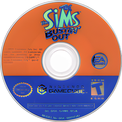 The Sims: Bustin' Out disc for Nintendo GameCube (GC) life simulation video game