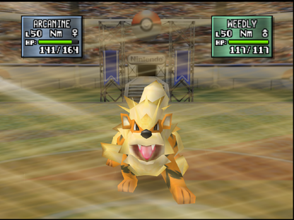 Pokémon Stadium 2 Nintendo 64 N64 video game, battle-focused Pokémon gameplay, turn-based combat, multiplayer, classic Nintendo title gameplay screenshot
