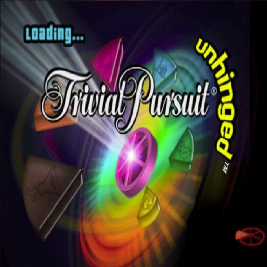 Trivial Pursuit: Unhinged – PlayStation 2 (PS2) video game title screen, party trivia game.