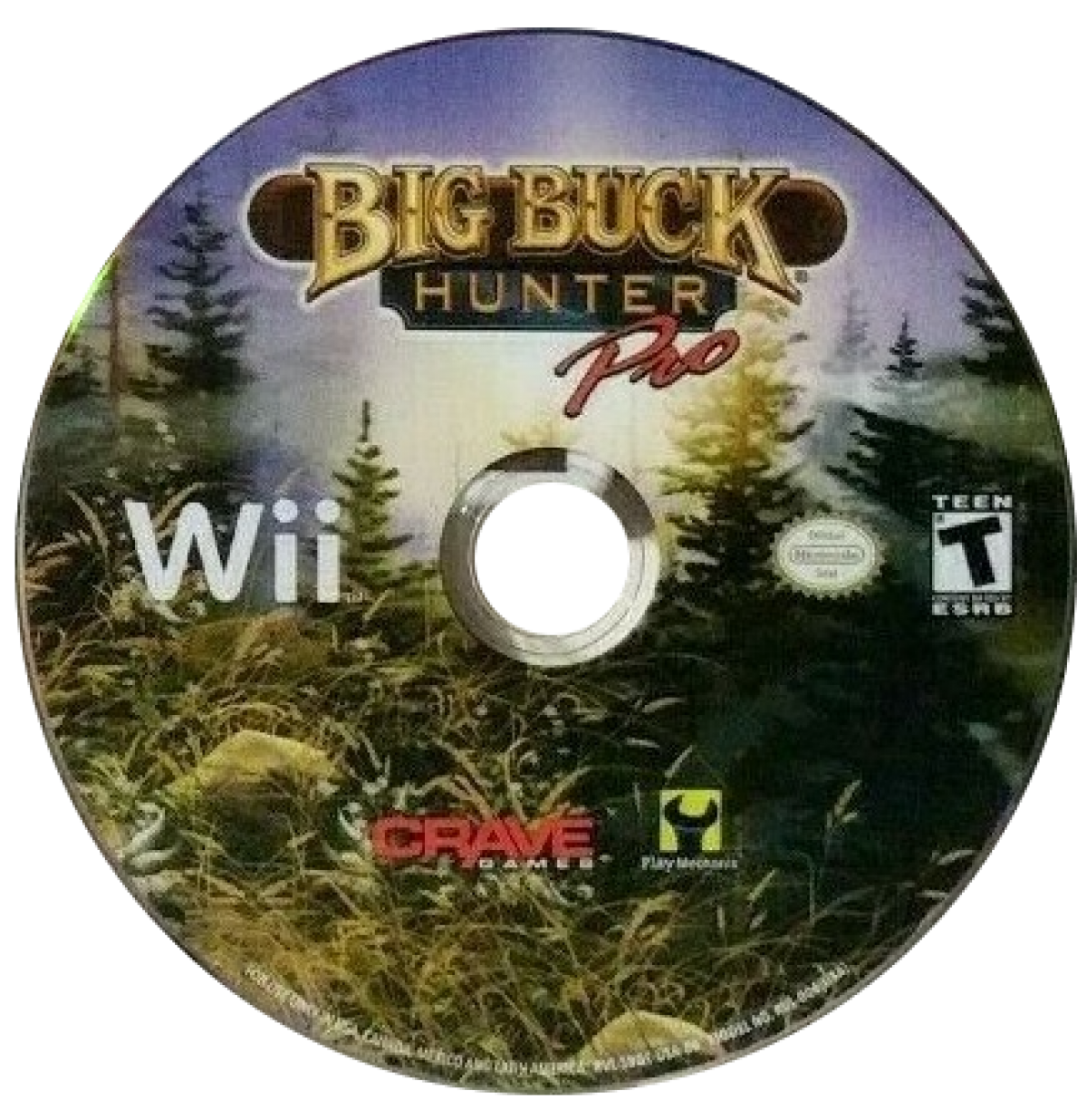 Big Buck Hunter Pro Wii inspired design featuring arcade hunting simulation aesthetic outdoor wilderness environments motion controlled shooting gameplay competitive score chasing wildlife tracking action family friendly sports entertainment nostalgic Nintendo Wii presentation disc