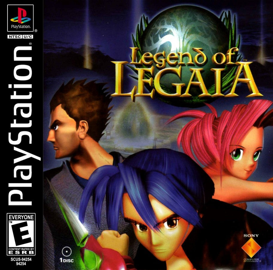 Legend of Legaia Sony PlayStation PS1 video game featuring role playing gameplay turn based combat martial arts attacks character abilities fantasy adventure exploration mystical environments monster battles quests and classic 32 bit PlayStation gameplay retro video game collection collectible gaming appeal front cover art
