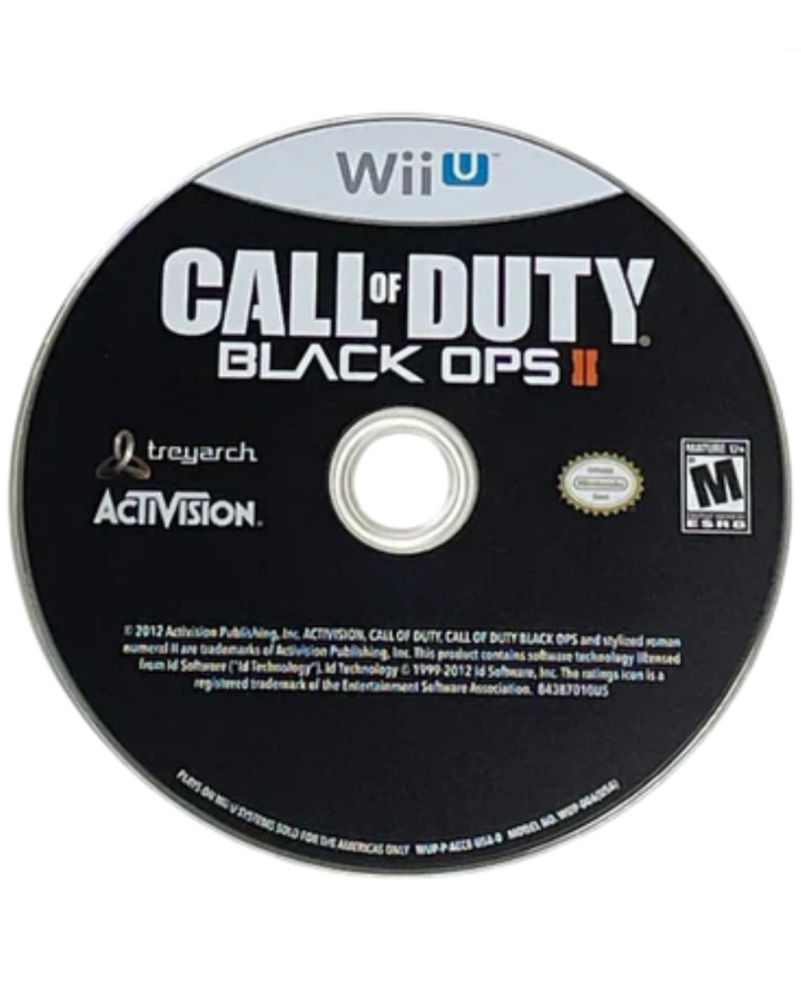 Call of Duty Black Ops II disc cover art for Nintendo Wii U (Wii U) first-person shooter video game. 