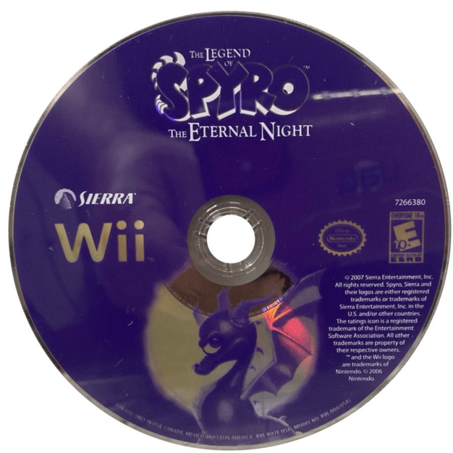 Legend of Spyro: The Eternal Night – Nintendo Wii (Wii) action-adventure fantasy platformer video game disc