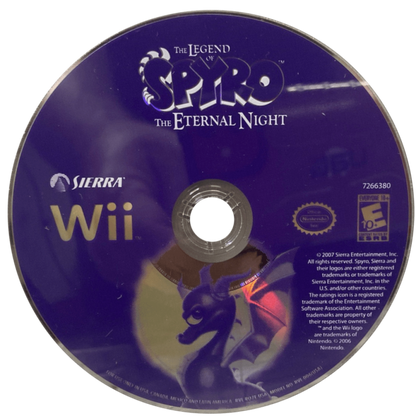 Legend of Spyro: The Eternal Night – Nintendo Wii (Wii) action-adventure fantasy platformer video game disc