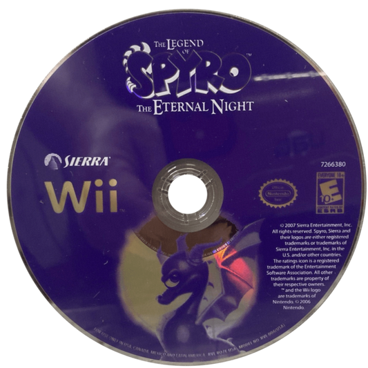 Legend of Spyro: The Eternal Night – Nintendo Wii (Wii) action-adventure fantasy platformer video game disc