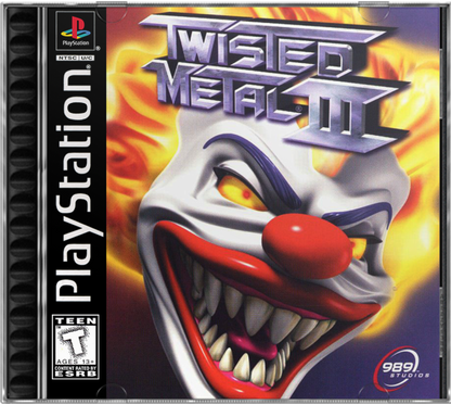 Twisted Metal III cover art for PlayStation 1 (PS1) racing video game.