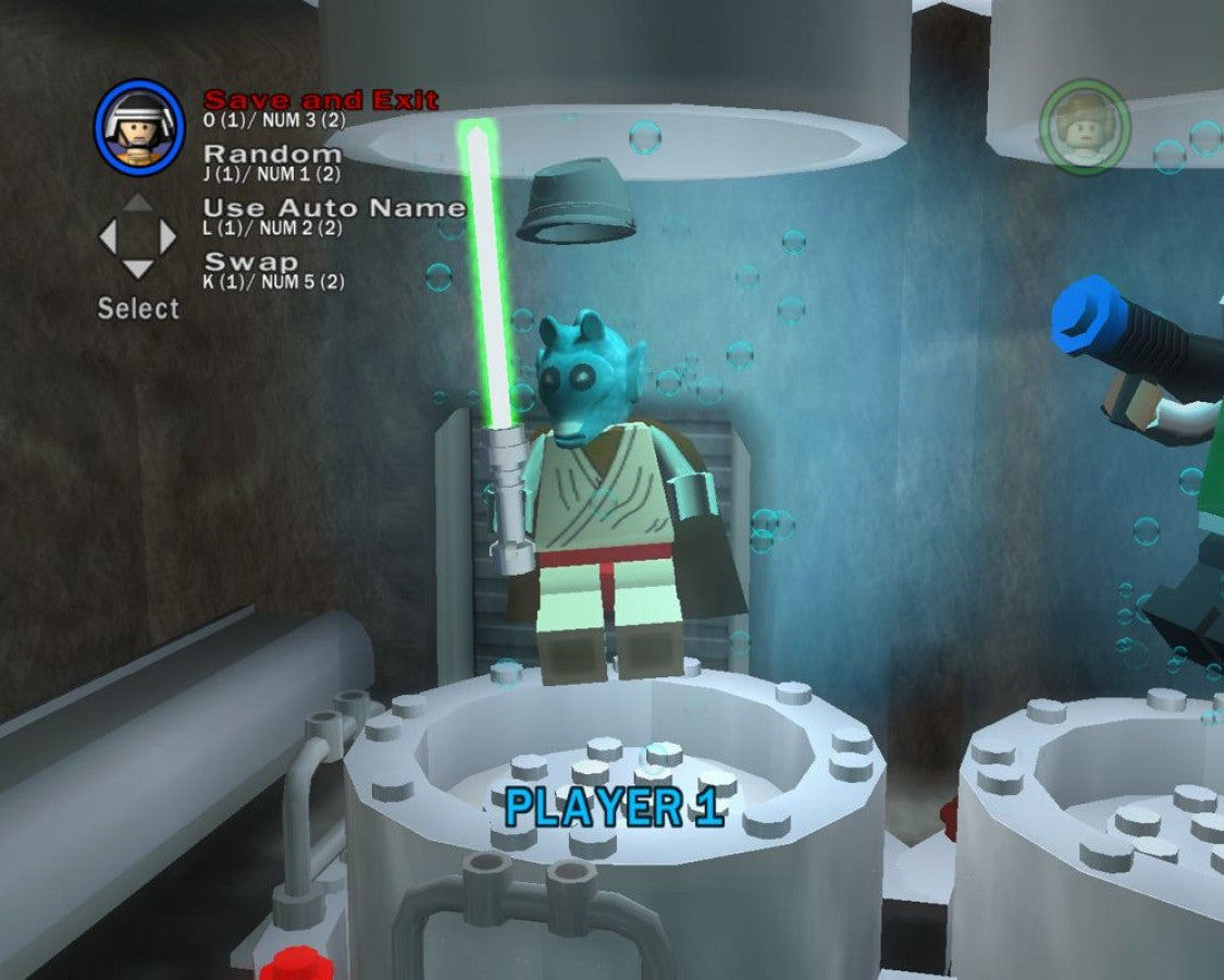 Lego Star Wars II: The Original Trilogy for GameCube featuring iconic Star Wars characters in LEGO action gameplay screenshot