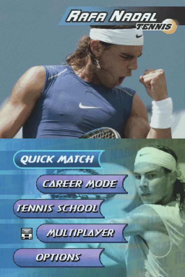 Rafa Nadal Tennis menu for Nintendo DS (DS) tennis sports video game