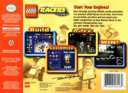 LEGO Racers back cover art for Nintendo 64 (N64) video game