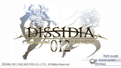 Dissidia 012 Duodecim Final Fantasy PlayStation Portable game featuring fast-paced crossover fighting gameplay with iconic Final Fantasy characters game title screen