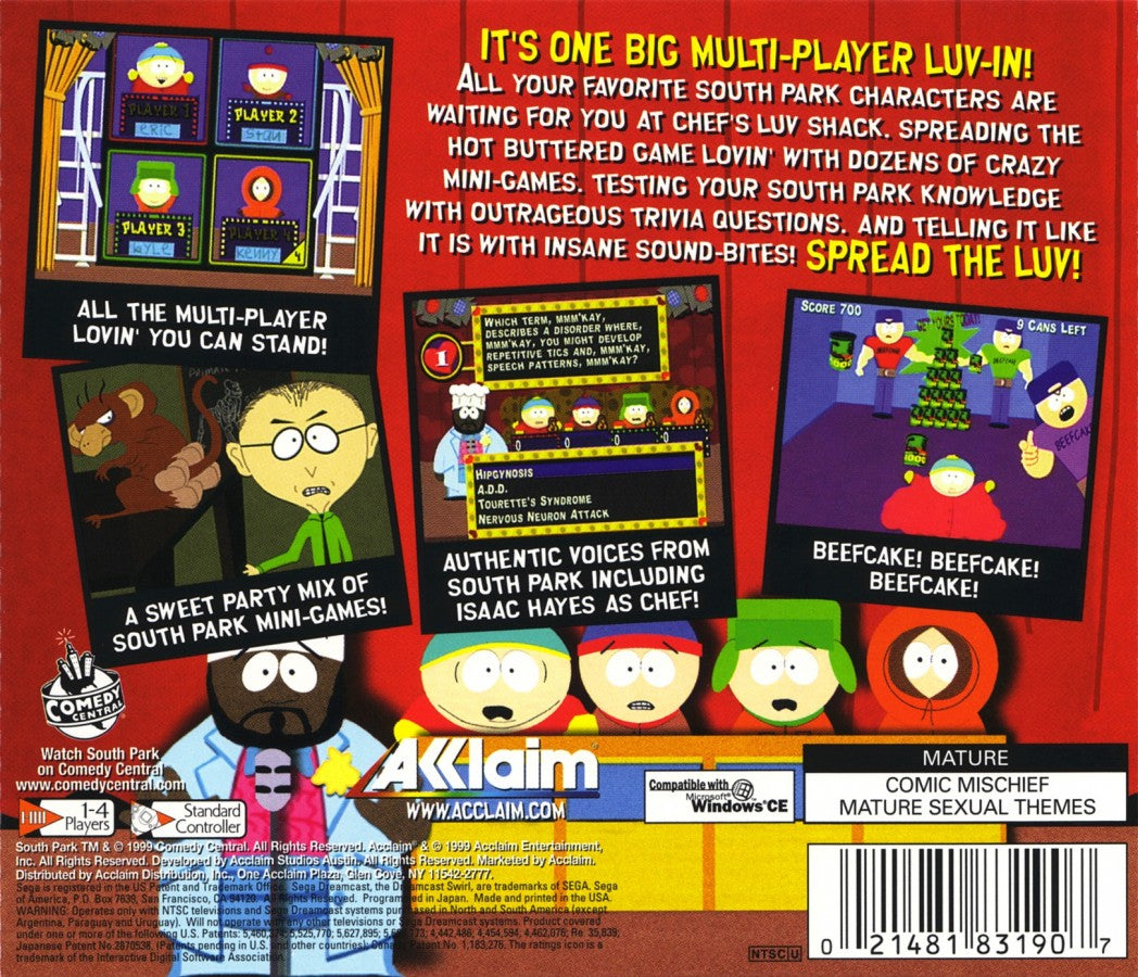 LocalID_70336 Chef's Luv Shack Sega Dreamcast for retro video game enthusiasts featuring party game gameplay trivia challenges mini games animated humor multiplayer competition cartoon inspired entertainment and collectible gaming appeal back art 