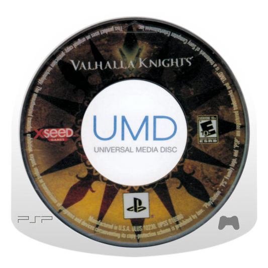 Valhalla Knights PlayStation Portable PSP inspired design featuring fantasy action role playing adventure aesthetic customizable party creation real time combat dungeon exploration medieval world quests character progression and portable RPG gameplay presentation UMD