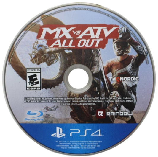 MX vs ATV: All Out – PlayStation 4 (PS4) video game disc, off-road racing game with motorcycles and all-terrain vehicles