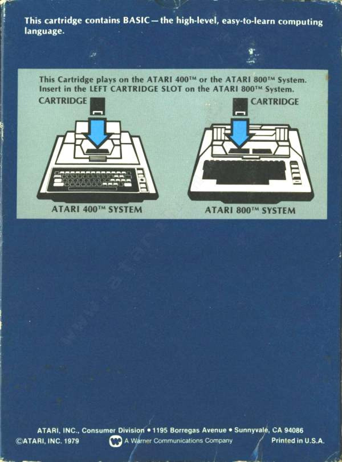 BASIC Computing Language back cover art for Atari 400 software