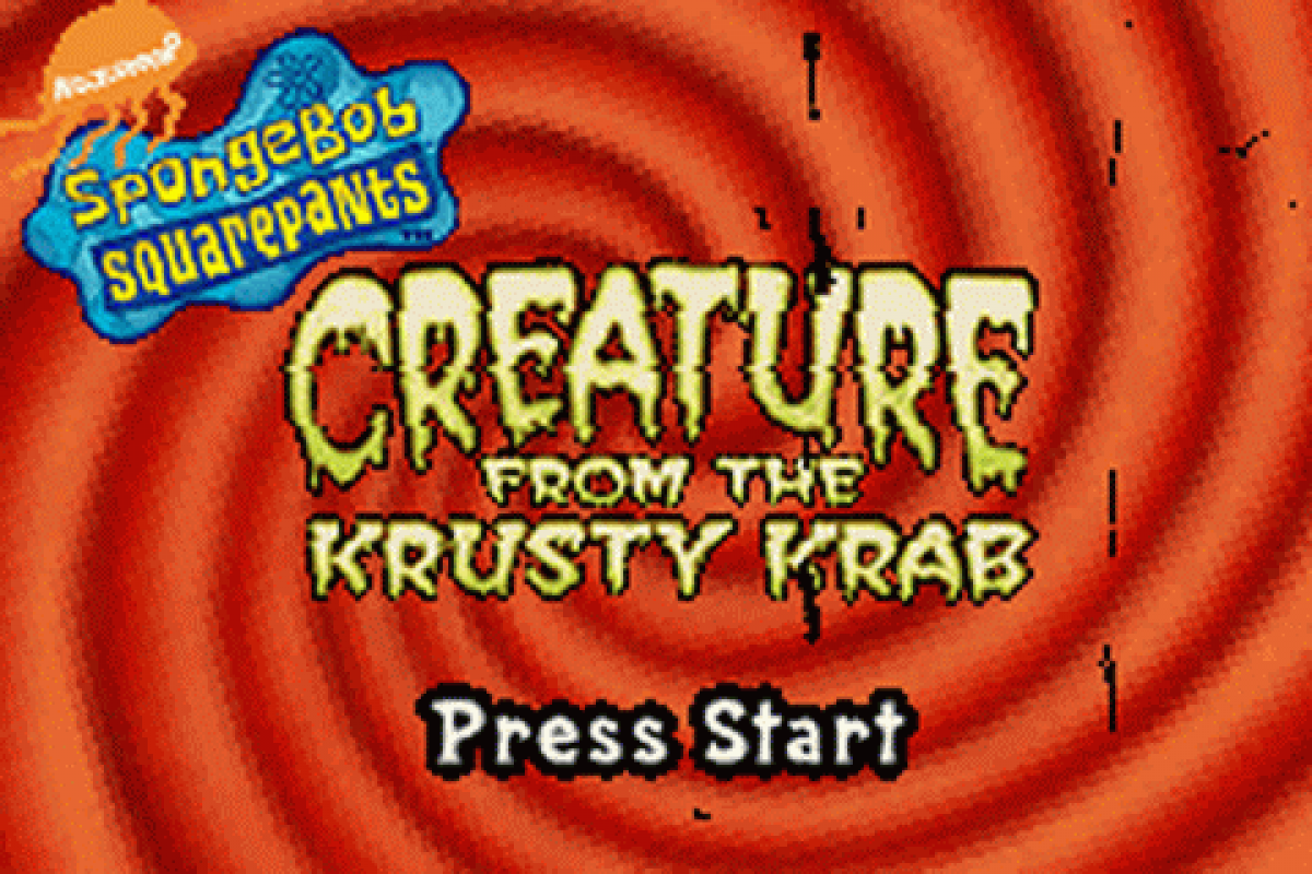 SpongeBob SquarePants: Creature from Krusty Krab start menu for Game Boy Advance (GBA) video game