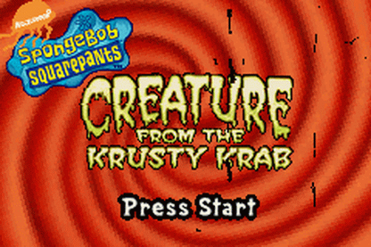 SpongeBob SquarePants: Creature from Krusty Krab start menu for Game Boy Advance (GBA) video game