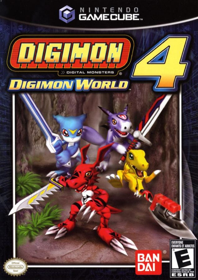 Cover art for Digimon World 4 GameCube GC video game, action RPG, monster training and battles, adventure, multiplayer, classic Nintendo GameCube title 