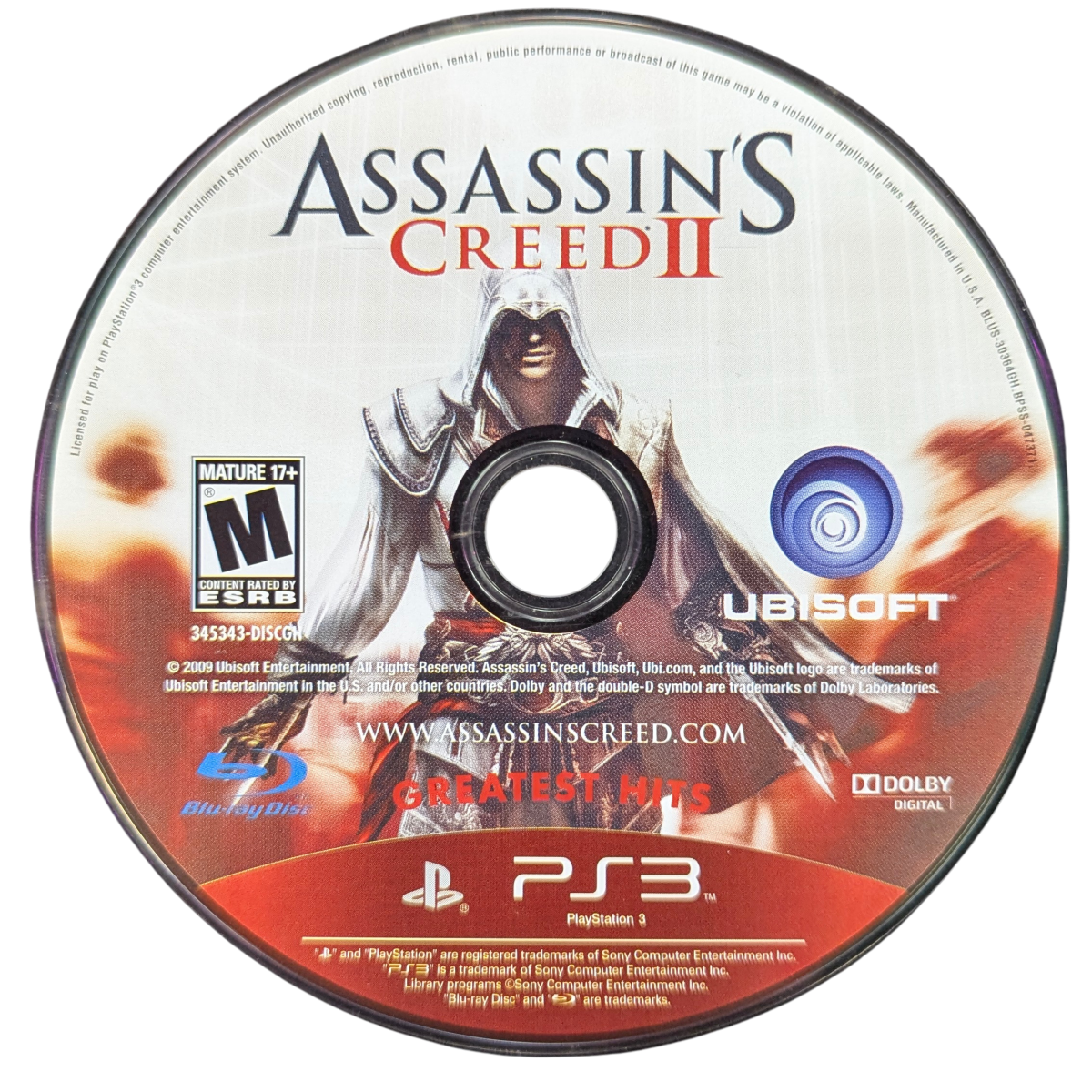 Assassin's Creed II Greatest Hits for PlayStation 3 (PS3) at Gamers INC, featuring the epic journey of Ezio Auditore during the Italian Renaissance with an expanded open world, lethal new hidden blade upgrades, and Leonardo da Vinci's inventions for the definitive assassin experience disc