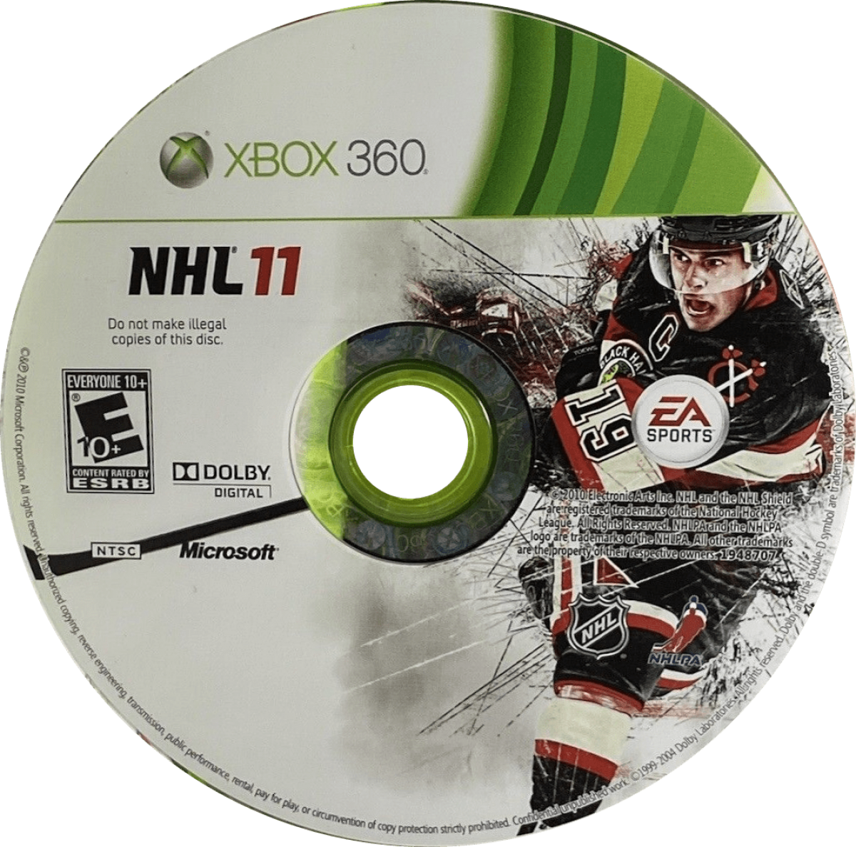 NHL 11 disc for Xbox 360 (X360) sports ice hockey video game