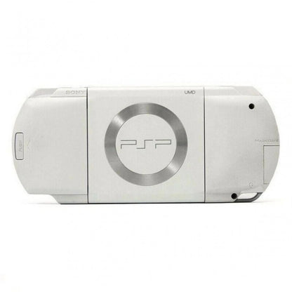 Japanese PSP 1000 White inspired design featuring classic handheld gaming console aesthetic sleek white finish portable PlayStation entertainment system widescreen display iconic Sony hardware multimedia capabilities and gaming nostalgia presentation back 