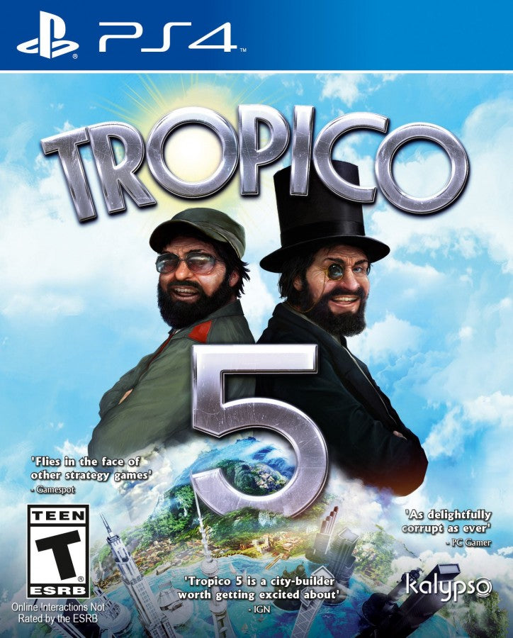 Tropico 5 – PlayStation 4 (PS4) video game cover image, city-building strategy simulation game.
