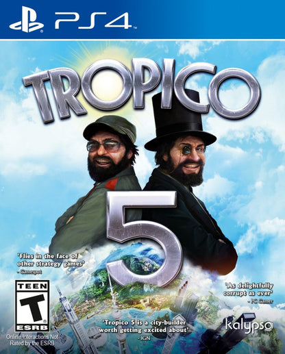 Tropico 5 – PlayStation 4 (PS4) video game cover image, city-building strategy simulation game.
