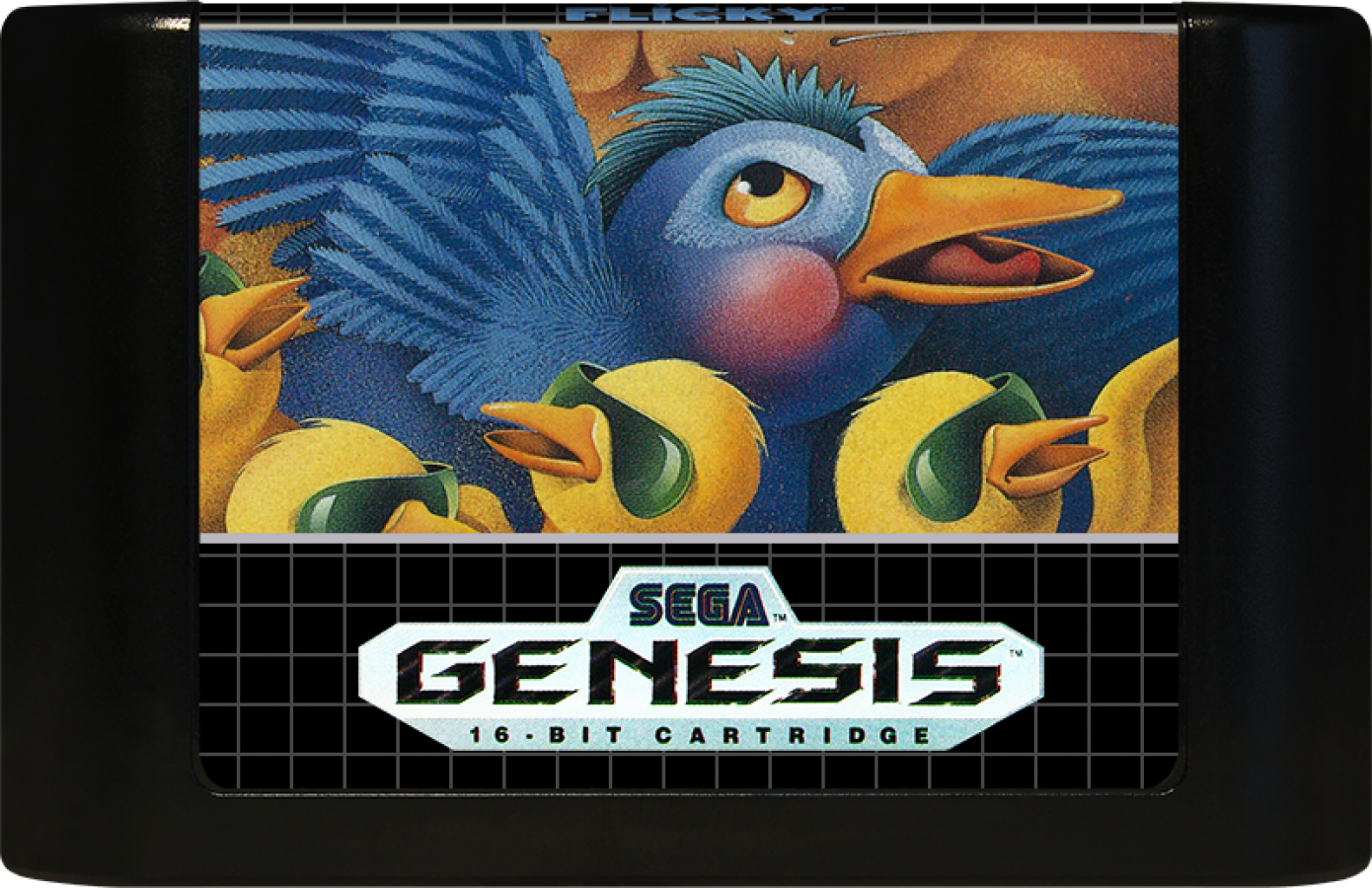 Flicky Sega Genesis GEN for retro video game enthusiasts featuring classic arcade action gameplay colorful platforming stages fast paced enemy avoidance charming bird character family friendly challenges and collectible gaming appeal cartridge