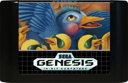 Flicky Sega Genesis GEN for retro video game enthusiasts featuring classic arcade action gameplay colorful platforming stages fast paced enemy avoidance charming bird character family friendly challenges and collectible gaming appeal cartridge