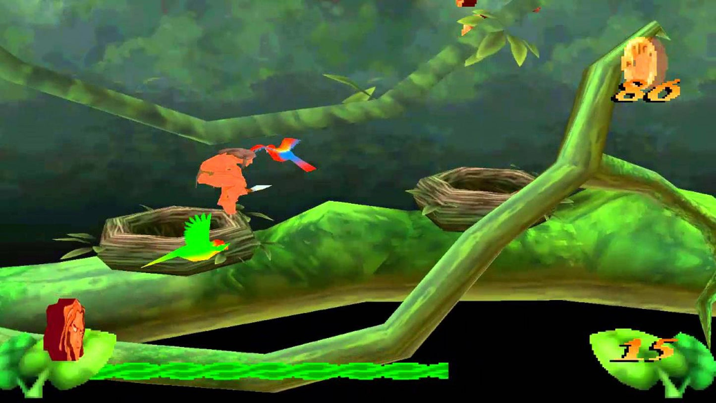 Disney Tarzan PlayStation 1 Digital Eclipse action-adventure platformer based on the animated film jungle levels vine swinging gameplay Tarzan Jane Terk Tantor Clayton villain puzzle-solving collectibles Sony PlayStation original classic 90s licensed game gameplay screenshot