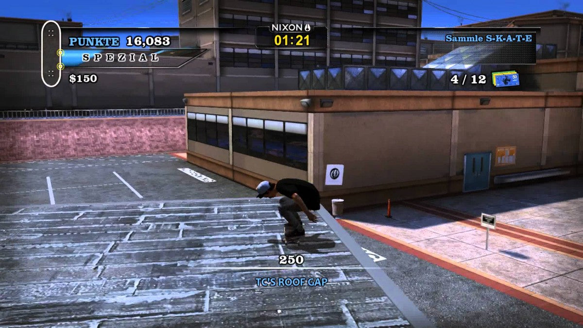 Tony Hawk: Ride gameplay for Nintendo Wii (Wii) featuring motion‑controlled skateboarding with the Ride board peripheral, tricks, and arcade‑style challenges.