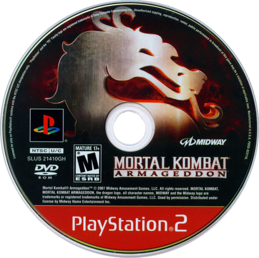 Mortal Kombat Armageddon Greatest Hits PlayStation 2 (PS2) fighting video game disc