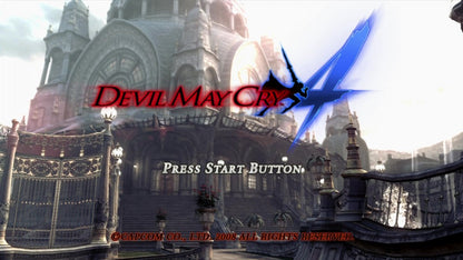 Devil May Cry 4 start screen for Xbox 360 (X360) hack-and-slash action video game