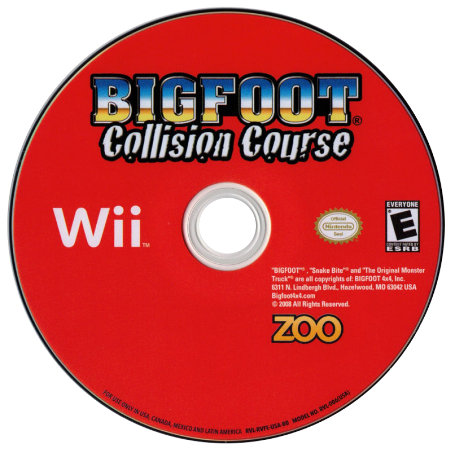Bigfoot: Collision Course disc for Nintendo Wii (Wii) video game 