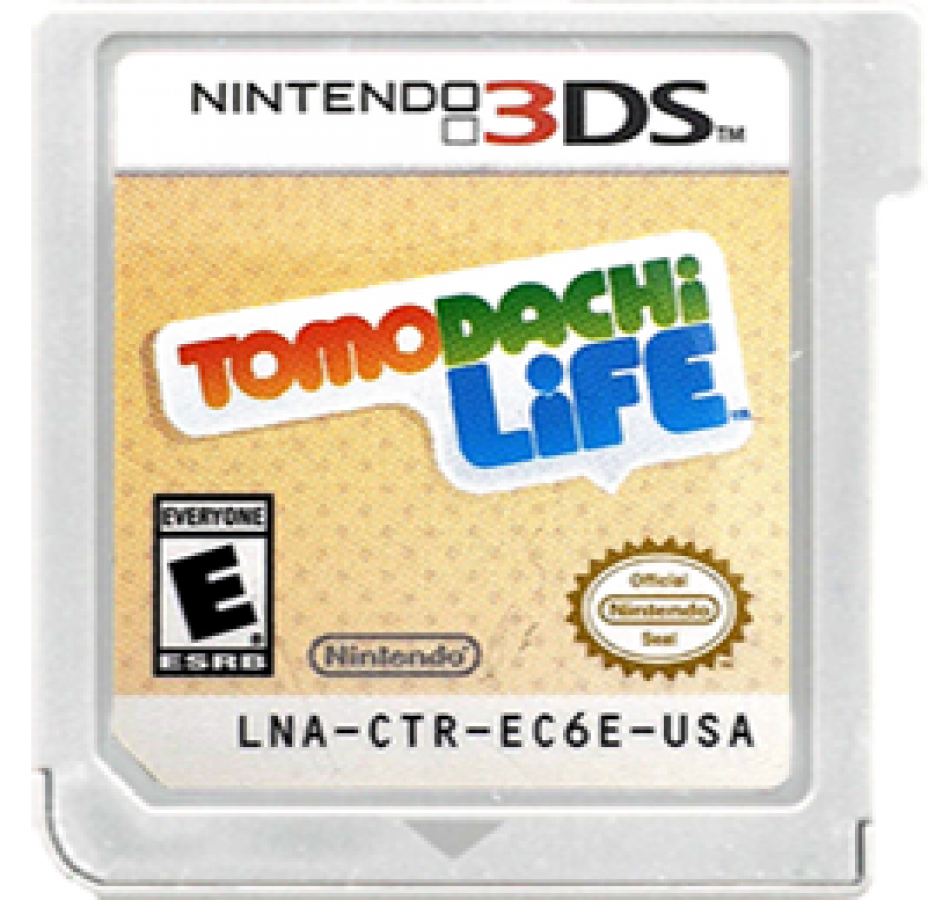 Tomodachi Life for Nintendo 3DS, a life simulation and social simulation game featuring customizable Mii characters, relationships, activities, and humorous everyday adventures cartridge