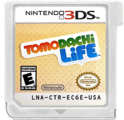 Tomodachi Life for Nintendo 3DS, a life simulation and social simulation game featuring customizable Mii characters, relationships, activities, and humorous everyday adventures cartridge