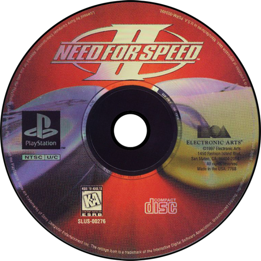 Need for Speed II Greatest Hits PlayStation 1 PS1 video game, arcade racing, exotic sports cars, classic racing gameplay, retro console title disc